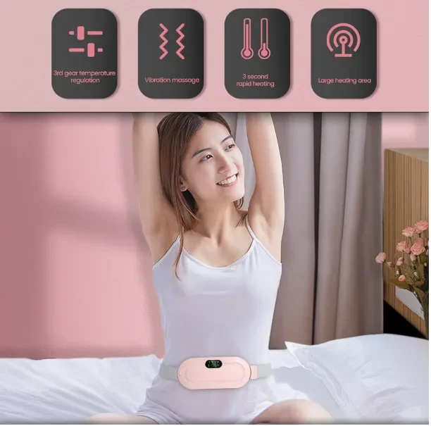 Period Pain Relief Heating & Vibration Massage Belt – Rechargeable Menstrual Heating Pad